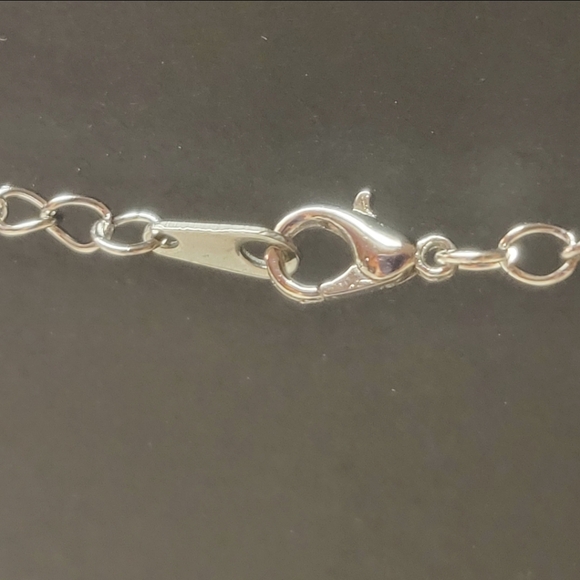 Silver Chain and Red Sunburst Stone Necklace - Picture 5 of 6